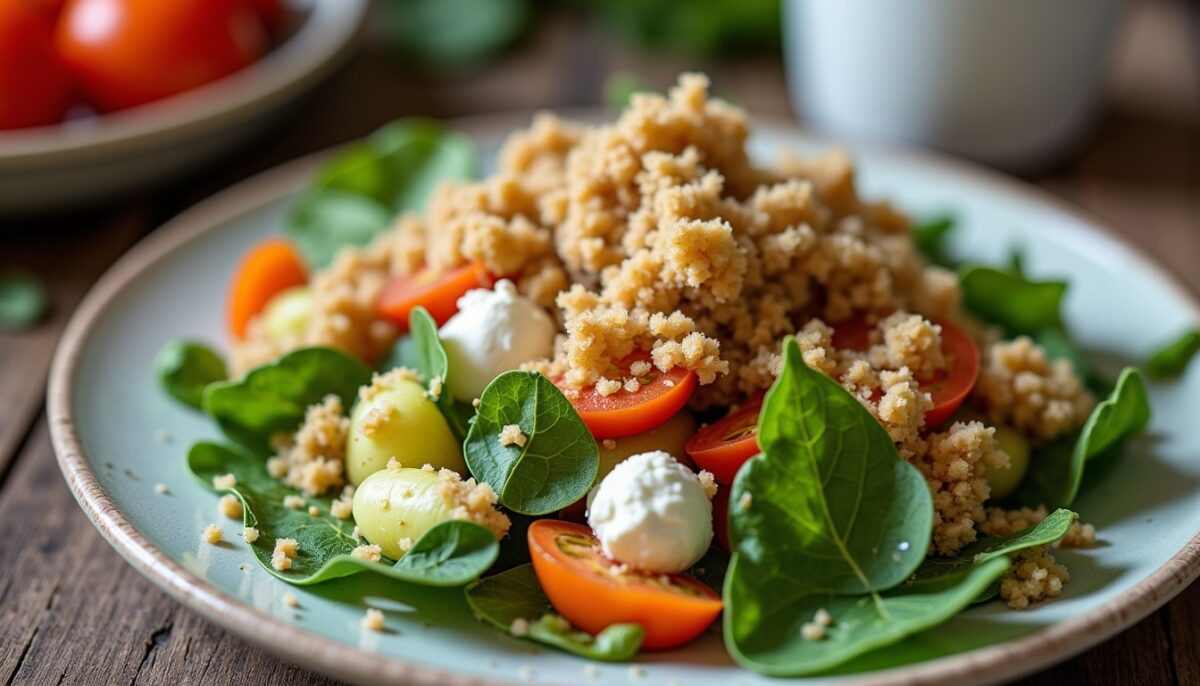 Crumble d'été gourmand : harmonie printanière de courgette et feta pour un repas léger