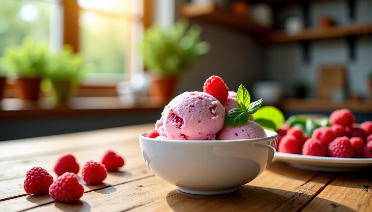 Réalisez une crème glacée maison framboise-basilic pour surprendre et ravir vos invités